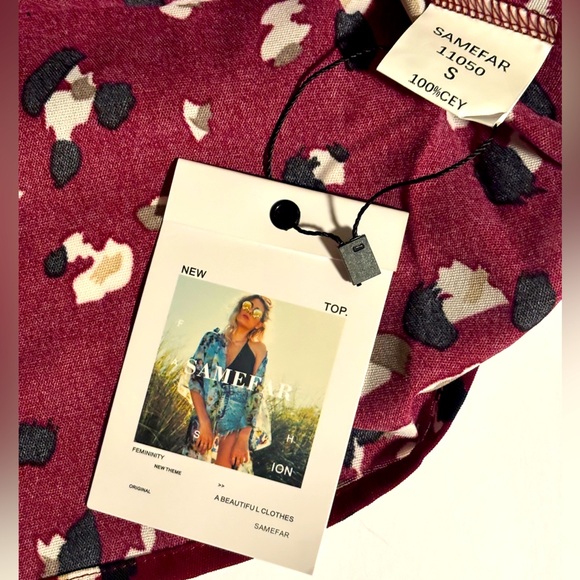 Samefar Womens Tank Top Pleated Crewneck Casual Loose Chiffon Blouses Size S NWT - Picture 7 of 8